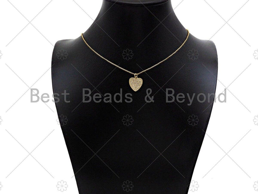 CZ Micro Pave Heart Shape Pendant/Charm,Cubic Zirconia Gold Charm, Necklace Bracelet Charm Pendant,14x15mm, Sku#Z1271