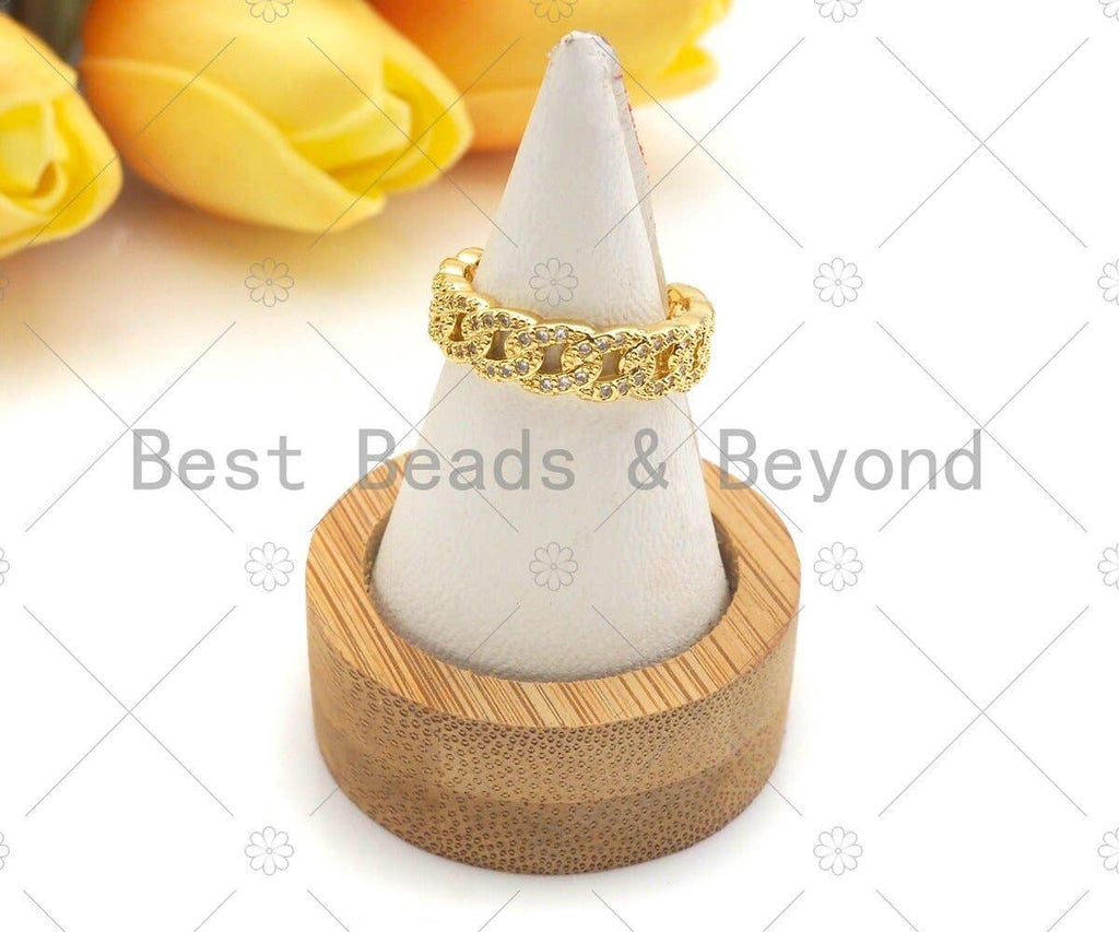 CZ Chain Link Adjustable Ring, Sku#LD41