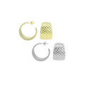 Gold Silver Chunky Hammered Half Hoop Earrings, Sku#LD601