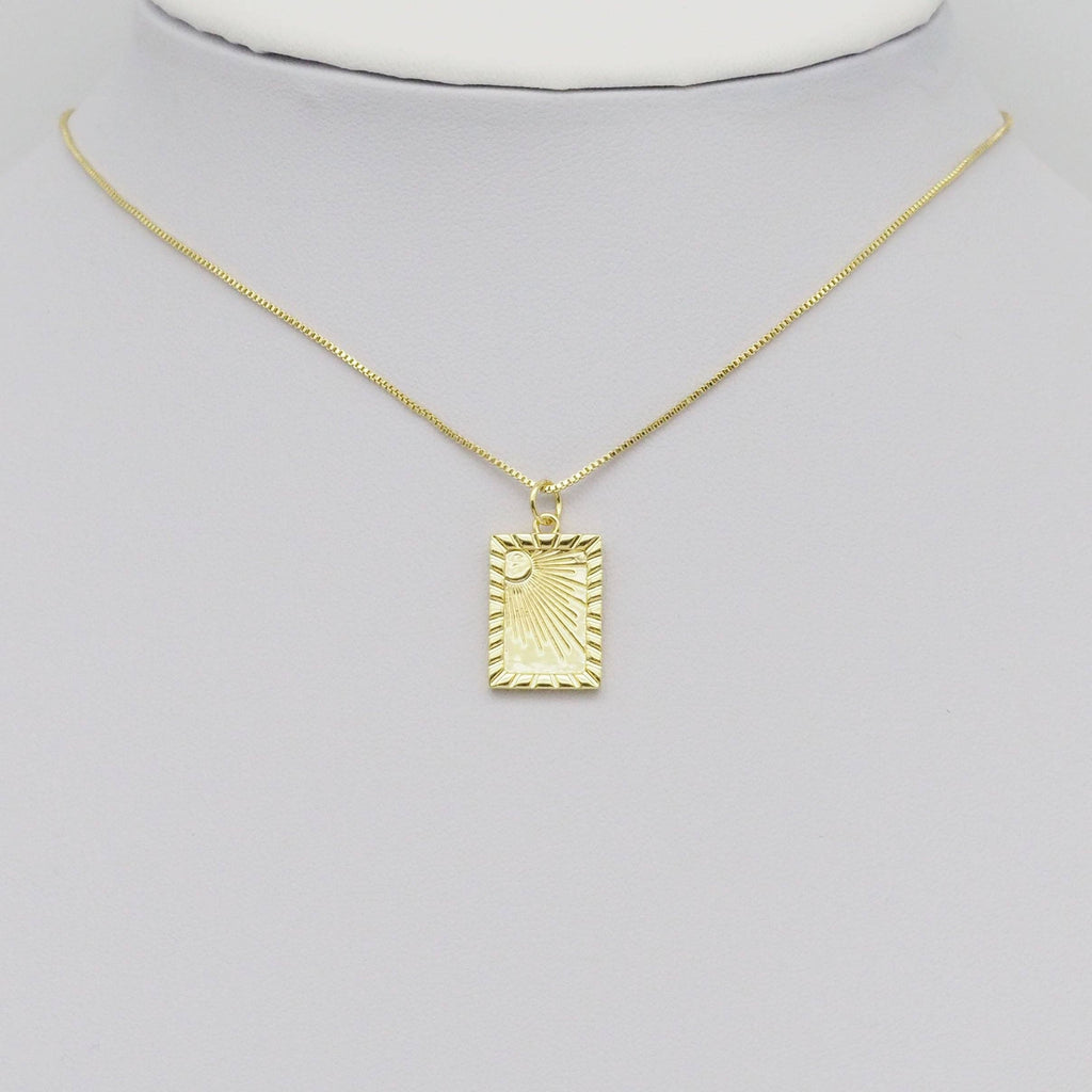 Gold Radial Sun Rectangle Shape Charm, Sku#Y891