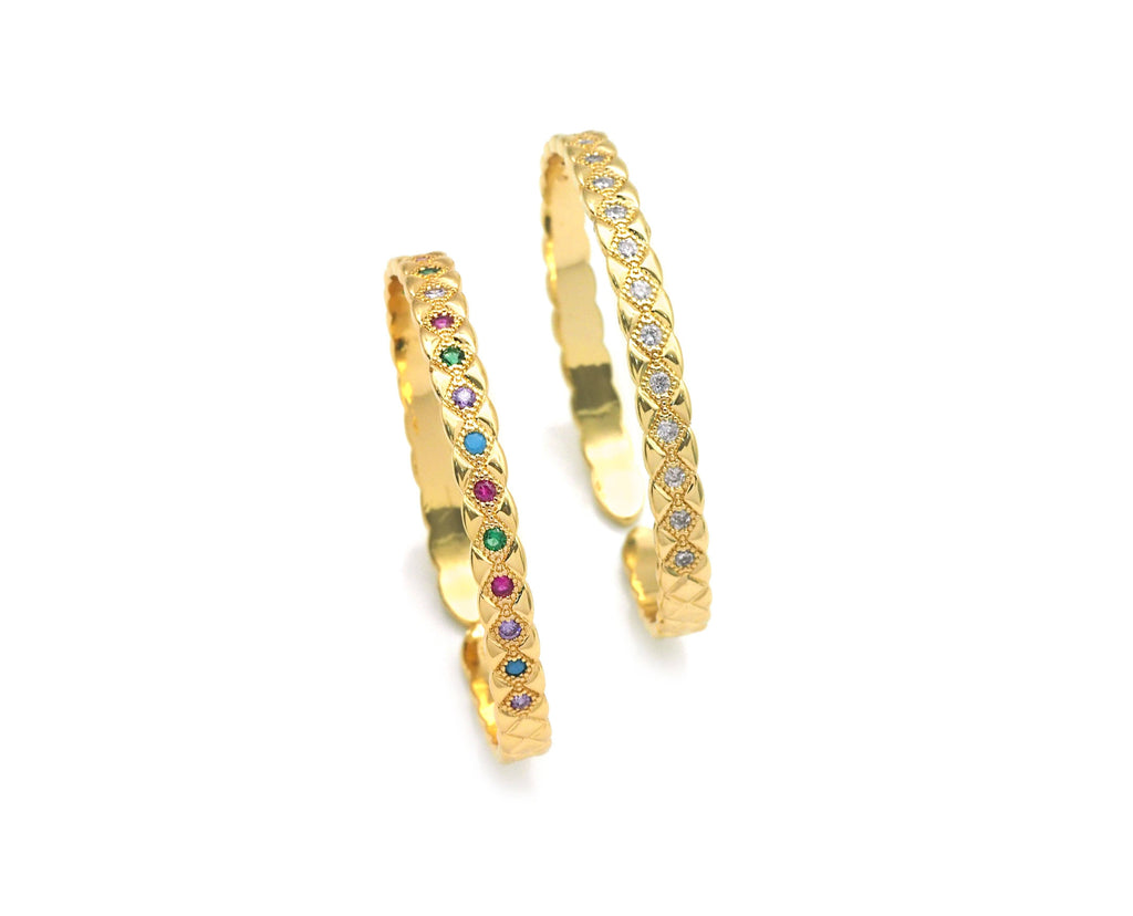 Thin Band Rainbow Clear CZ Pave Bracelet, Sku#LD373