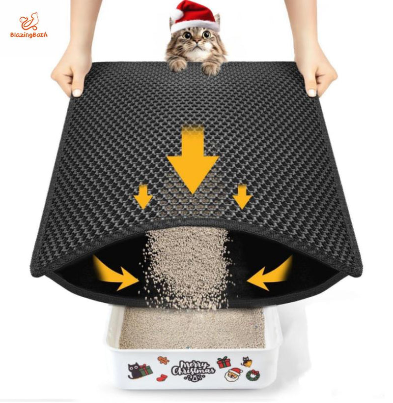 [Bb]Cat Litter Mat Double Layer Waterproof , Upgrade Waterproof Leakproof Back Layer, Honeycomb Trapping Mat, Washable, Easy to Clean, Scatter Control Kitty Litter Matt, Grey