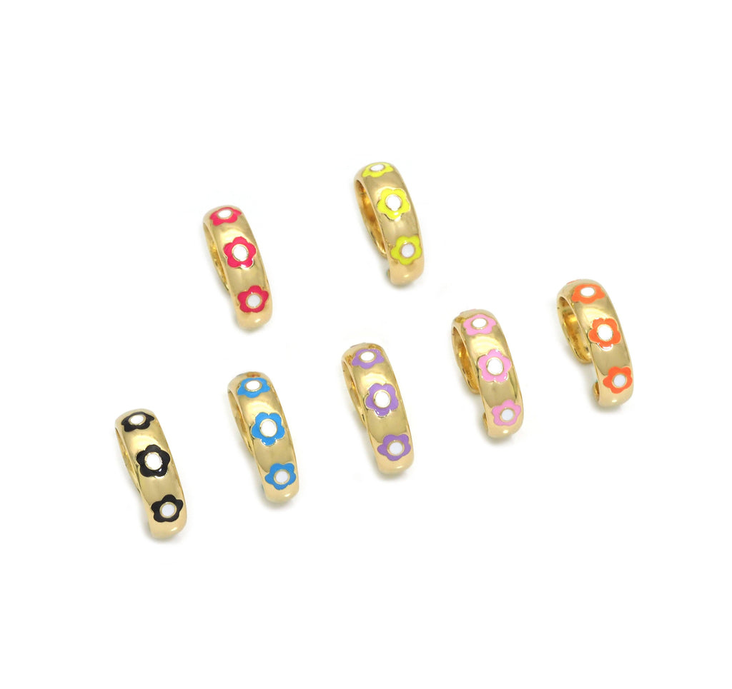 Gold Colorful Enamel Flower Adjustable Ring, Sku#LX182