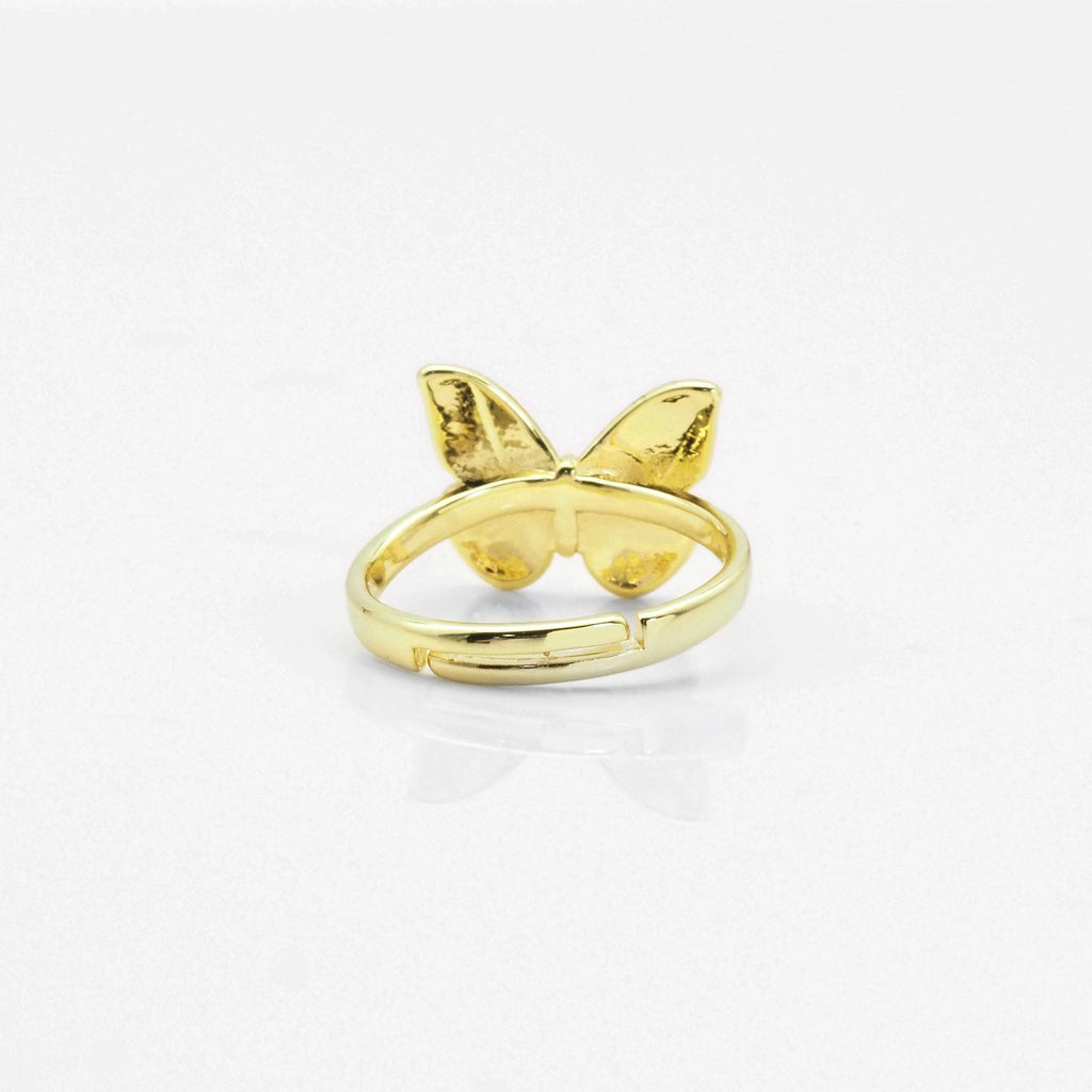 Gold CZ Butterfly Adjustable Ring, Sku#LX223