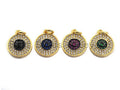 CZ Micro Pave Round Disc Pendant, Green/Black/Fuchsia/Cobalt Cubic Zirconia Big Pave Disc Charm Pendant, 13x15mm,sku#F894