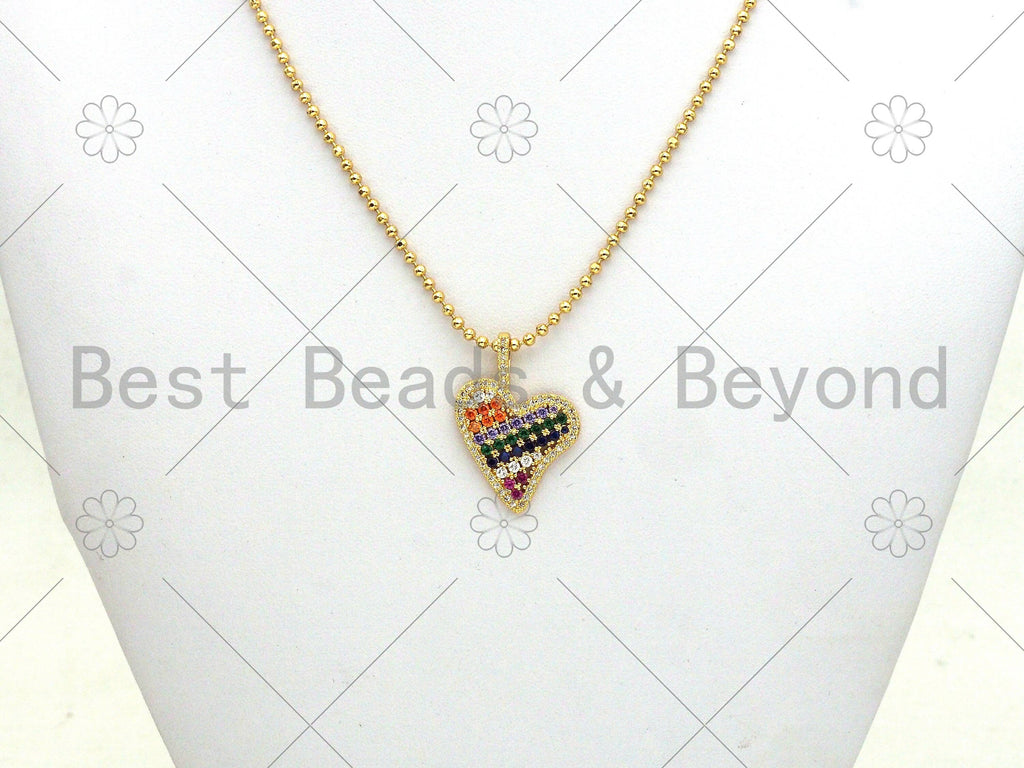 Colorful CZ Micro Pave Heart Charm/Pendant,  18K Gold Filled Heart Shape Charm, Heart Pave Pendant, 23x21mm, Sku#LK370