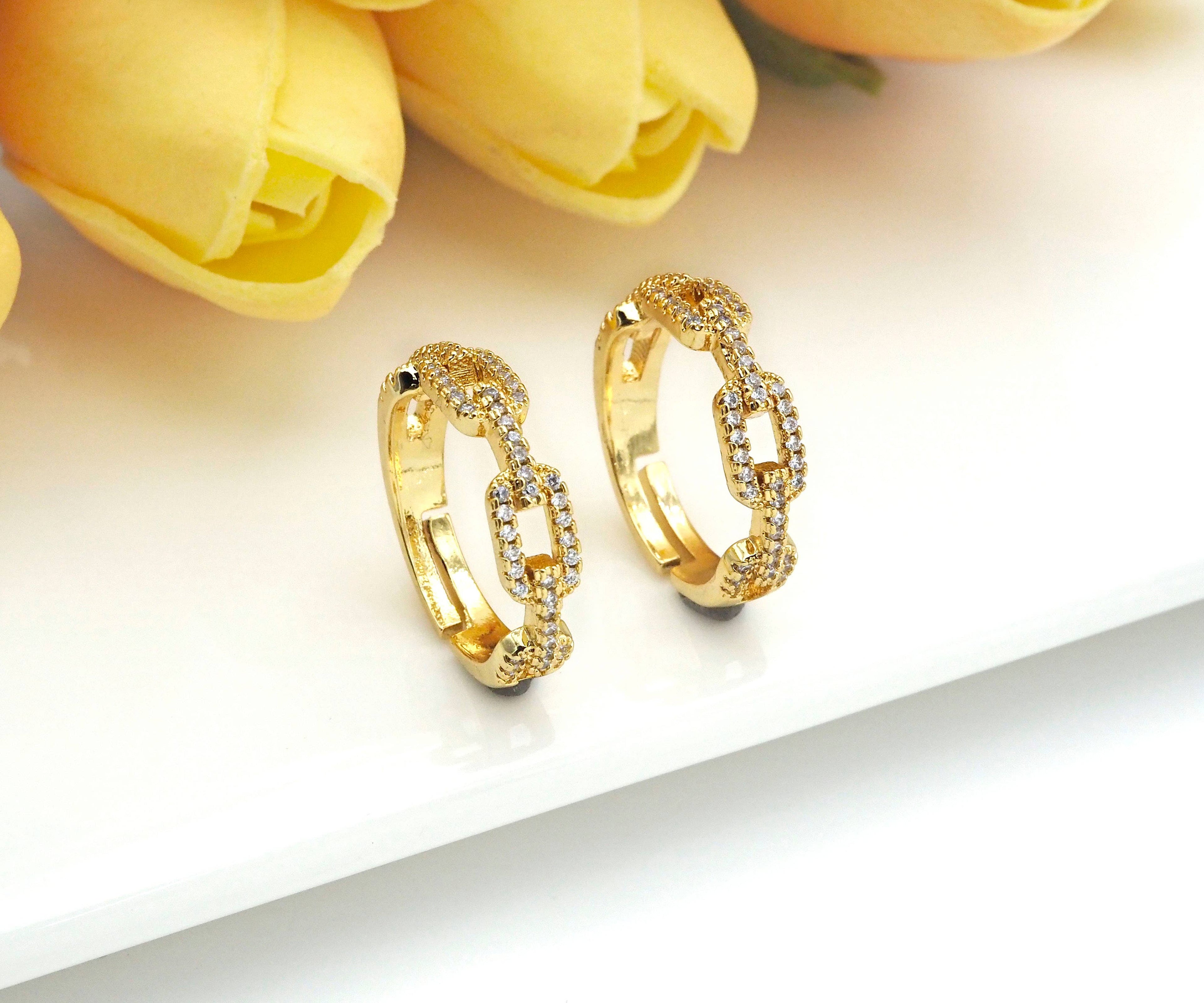 CZ Micro Pave Chain Link Ring, LD52