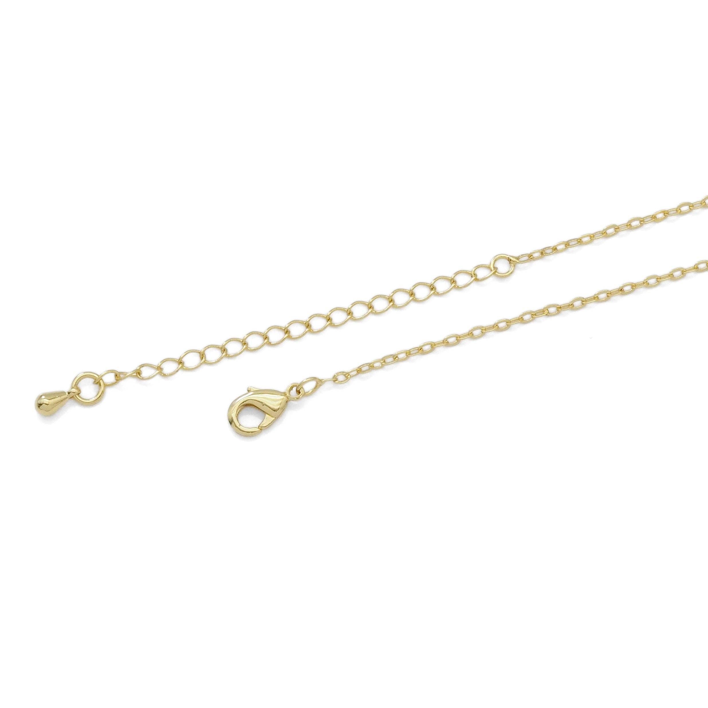 CZ Gold Tube Pendant Necklace, Sku#EF481