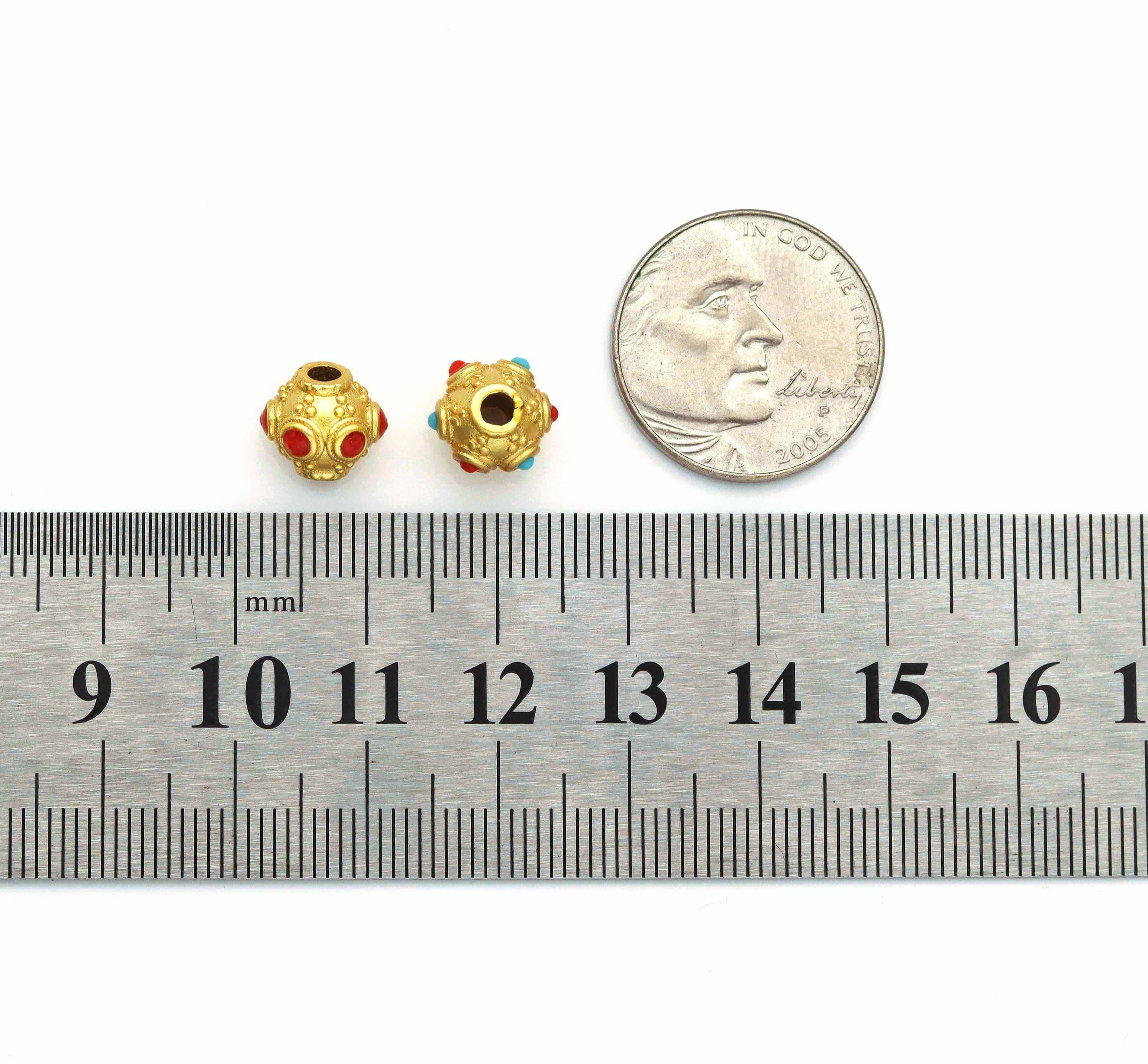 Gold Enamel Spacer Beads, Sku#LX72