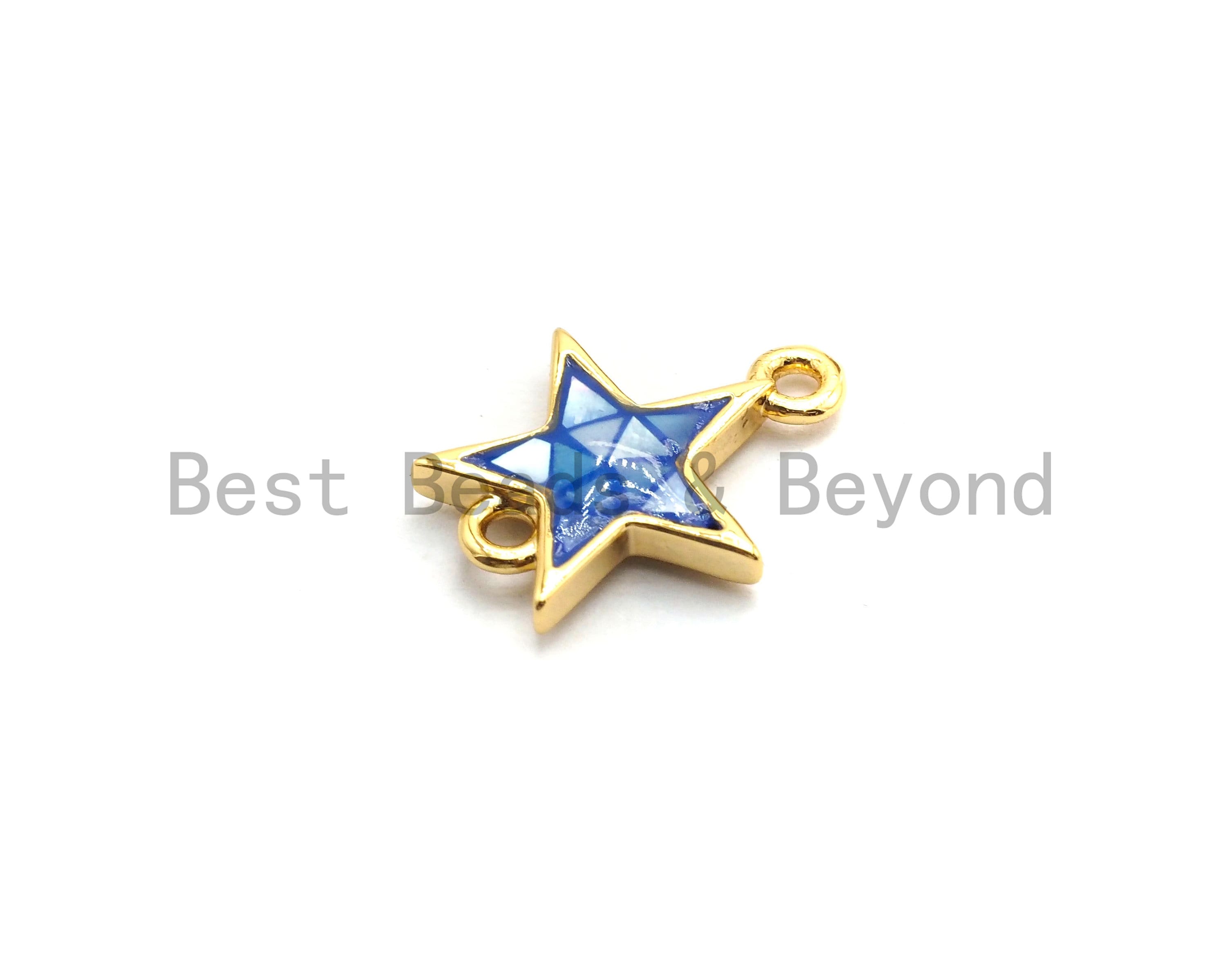 100% Natural Shell Blue Star Connector with Gold/Silver Plated Finish, Natural Shell Connector, Star Connector, 11x13mm,SKU#Z295