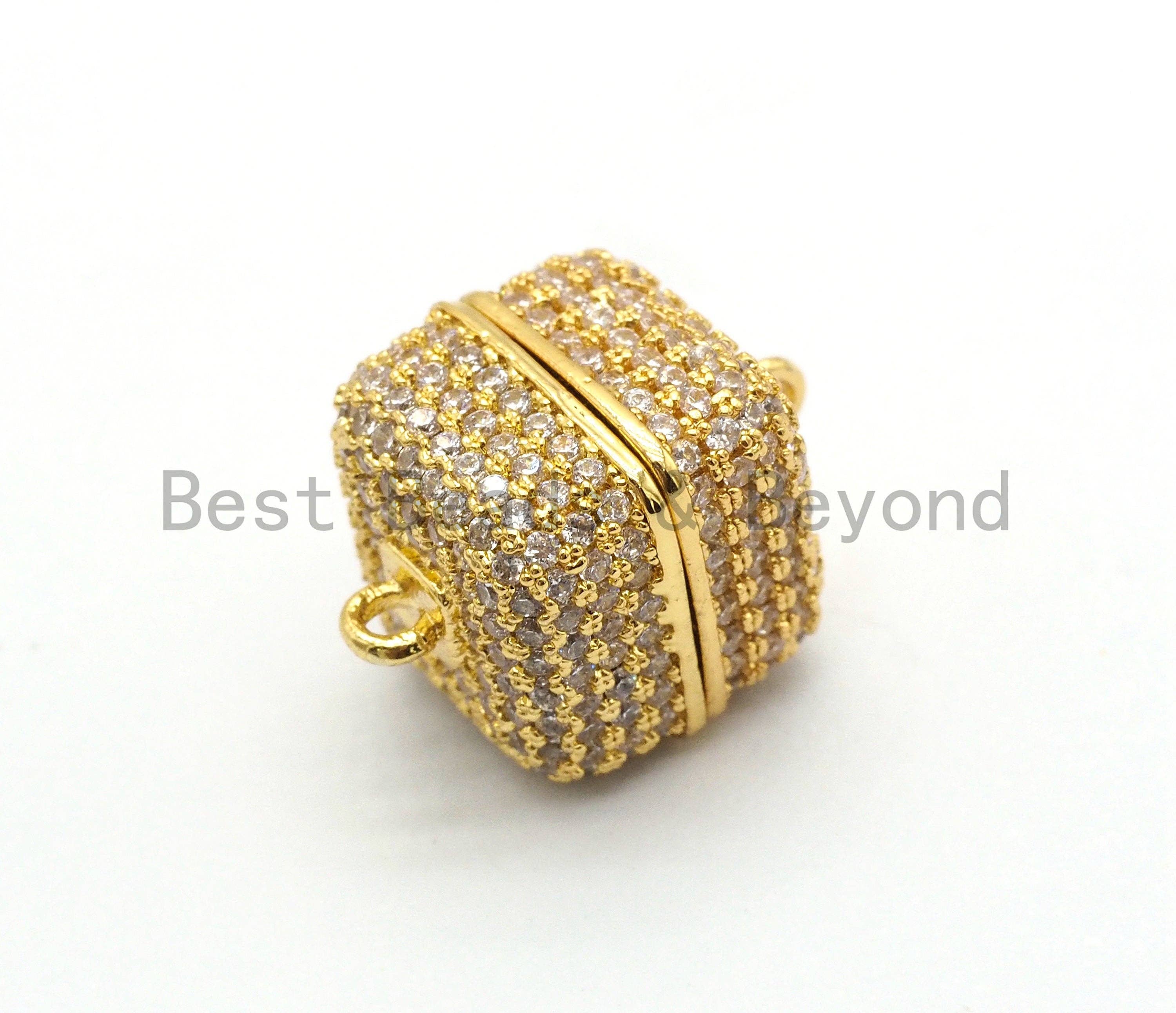 NEW STYLE 8/10/12mm CZ Micro Pave Strong Magnetic Cube Clasp, Cubic Zirconia Magnetic Clasp, Gold Rose Gold Clasp, sku#H134