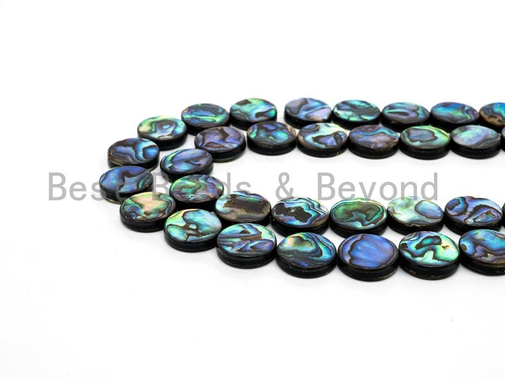 8mm/10mm/12mm/14mm Natural Abalone Flat Coin Shell beads, Wholesale Gemstone Beads, Round Smooth Coin Abalone Beads, 16inch strand,SKU#R2
