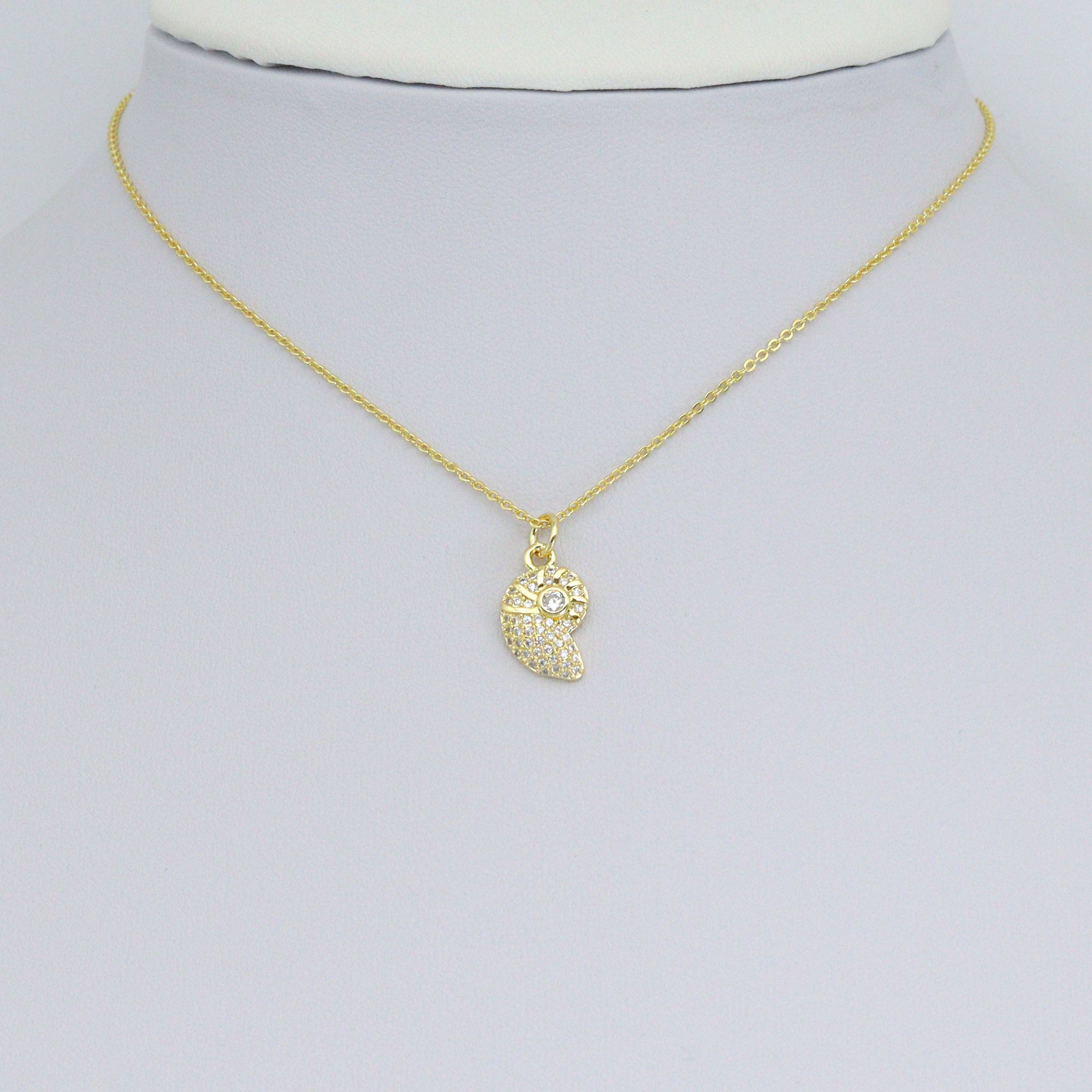 Clear CZ Sea Snail Charm Pendant, Sku#LD685