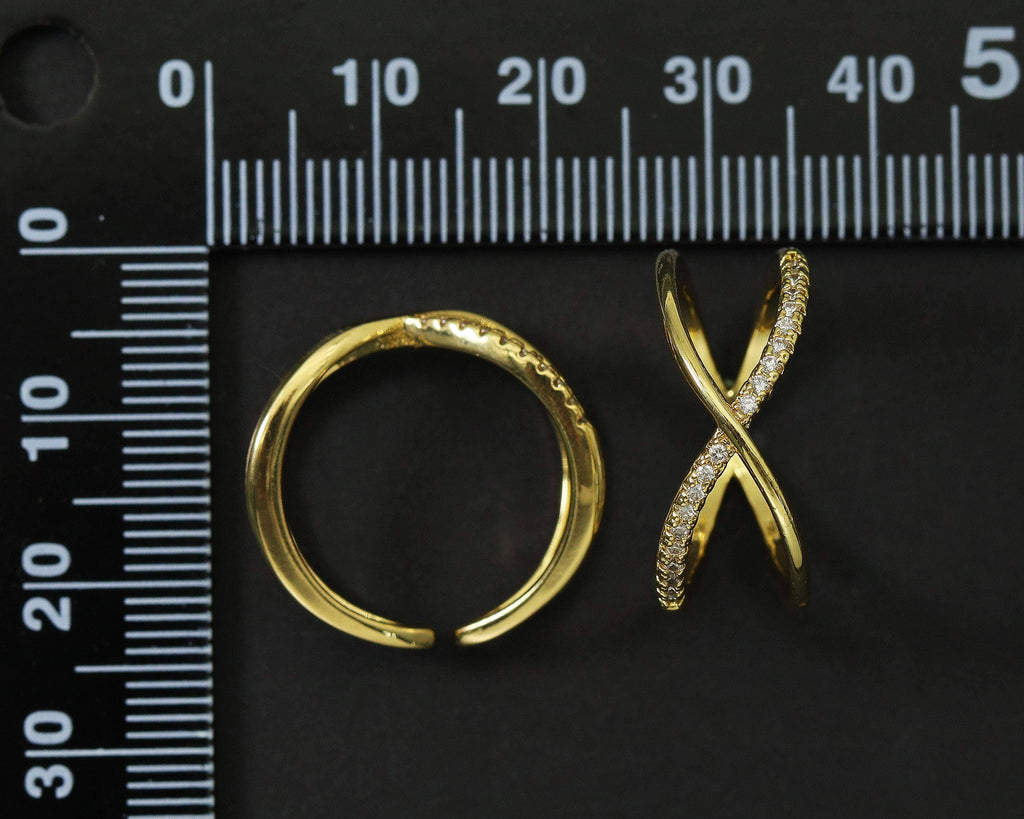 CZ Infinity Cross Adjustable Ring, Sku#LD210