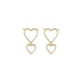 Gold CZ Twin Heart Necklace Connector Charm, Sku#LK881