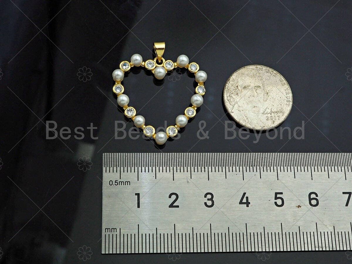 Gold Filled  Pearl Open Heart Shape Pendant,Necklace Bracelet Pendant,Sku#LD101