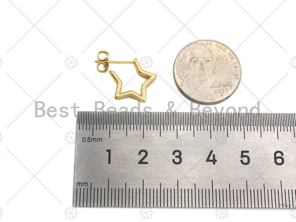 18K Gold Five Point Star Earrings, SKU#LD62