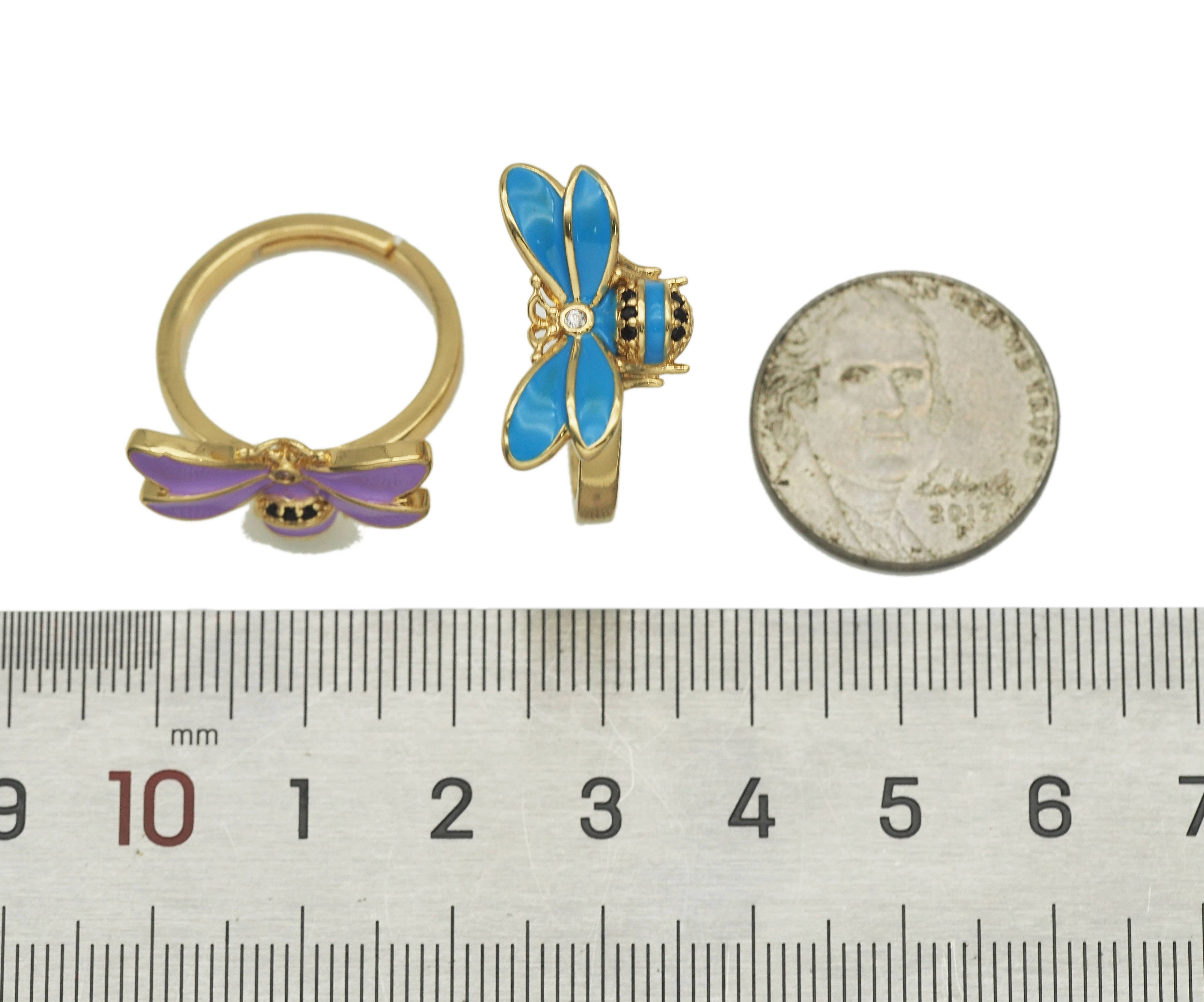 Colorful Enamel Bee Ring, O87