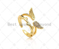 CZ Micro Pave Angle Wing Adjustable Ring, Sku#LD113