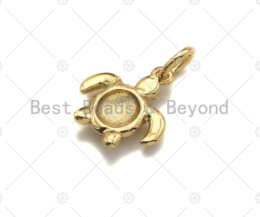 18k Dainty Gold Turtle Shape Pendant/Charm,Cute Turtle Charm, Necklace Bracelet Charm Pendant,11x13mm, Sku#Y401