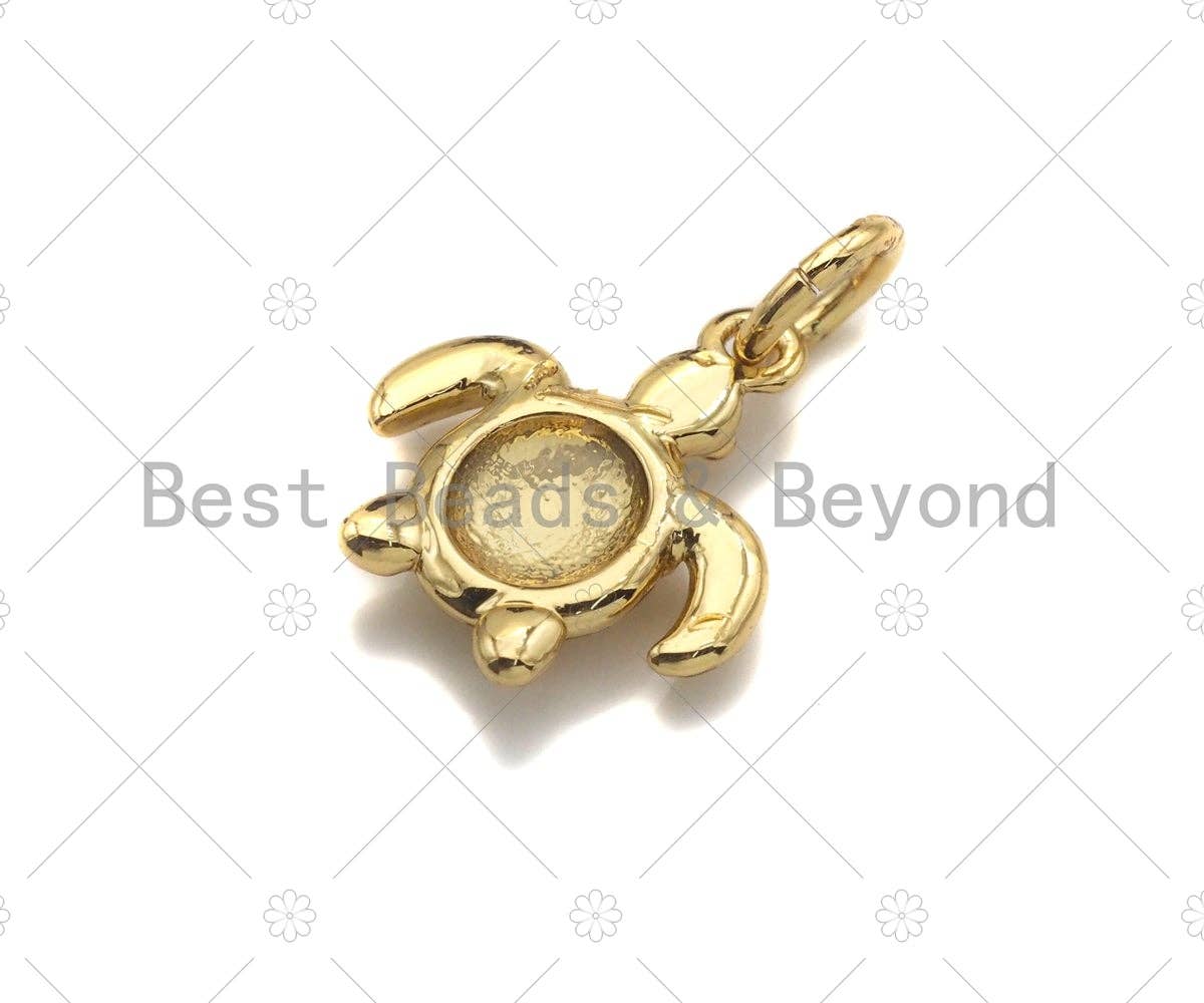 18k Dainty Gold Turtle Shape Pendant/Charm,Cute Turtle Charm, Necklace Bracelet Charm Pendant,11x13mm, Sku#Y401