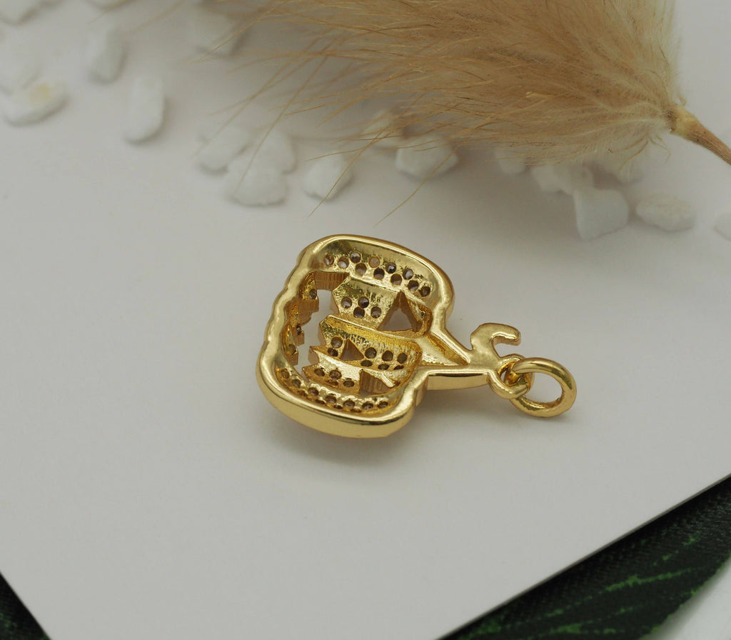 CZ Halloween Pumpkin Charm, Sku#Y665