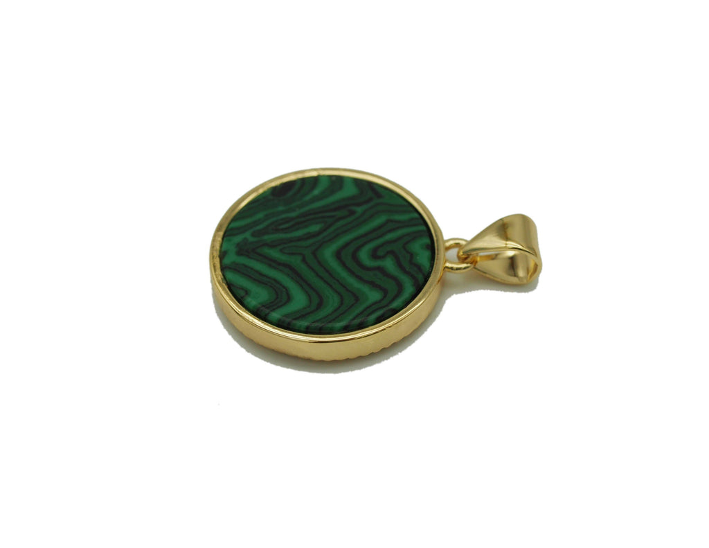 CZ Evil Eye On Gemstone Round Coin Charm, Sku#LX75
