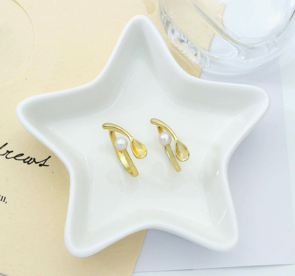 Gold Pearl Spoon Adjustable Ring, Sku#LD267