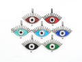 Enamel Colored Long eyelash Evil Eye Pendant/Focal,Blue/Red/Black/, CZ Micro Pave Oil Drop Eye pendant,Enamel Jewelry,26x41mm,,sku#F603