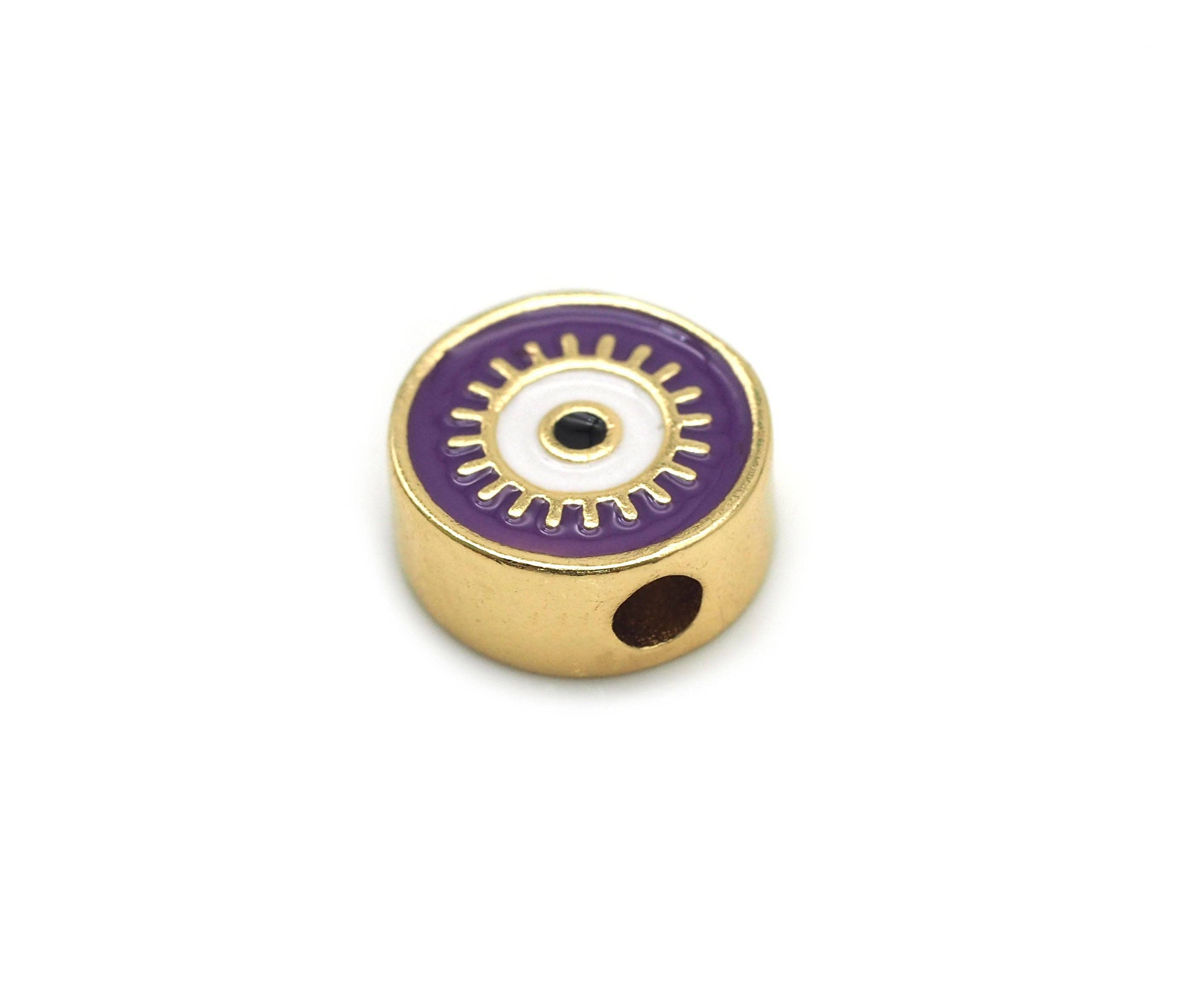 Enamel Evil Eye Spacer Beads, Two Sided Beads, Sku#G429