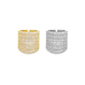 Gold Silver CZ Multilines Statement Adjustable Ring, Sku#LX379