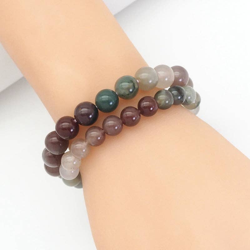 Genuine Rainbow Quartz Round Smooth Stretchy Bracelet, 8mm/10mm, Sku#EF366