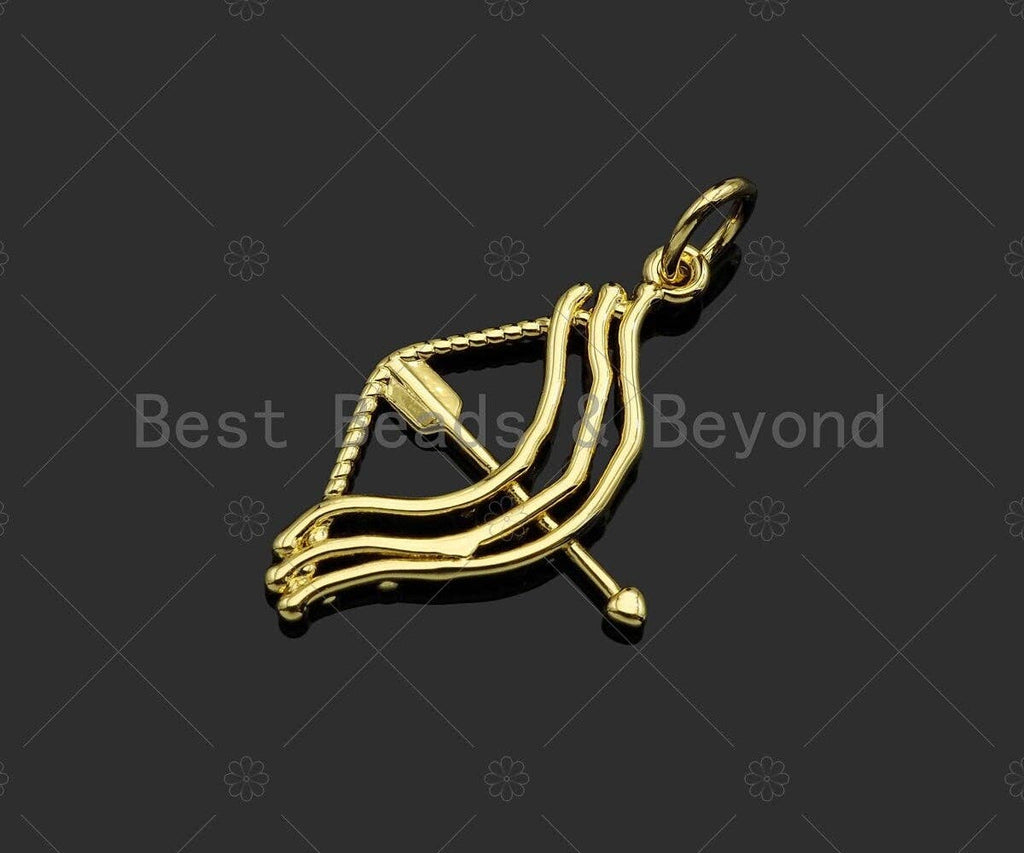 Gold Filled Bow and Arrow Shape Pendant,18K Gold Filled Charm, Necklace Bracelet Charm Pendant, 28x19mm,Sku#Z1371