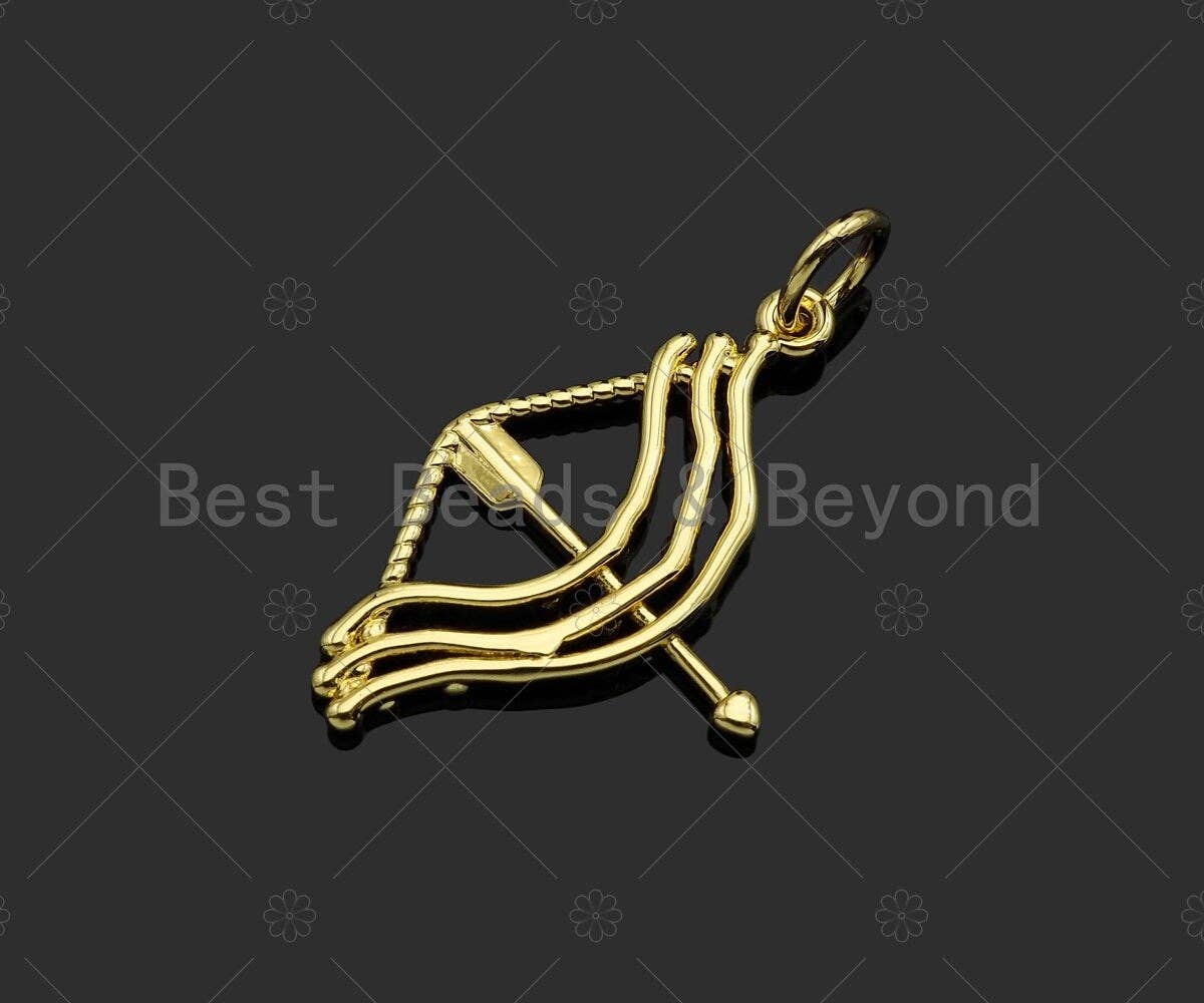 Gold Filled Bow and Arrow Shape Pendant,18K Gold Filled Charm, Necklace Bracelet Charm Pendant, 28x19mm,Sku#Z1371
