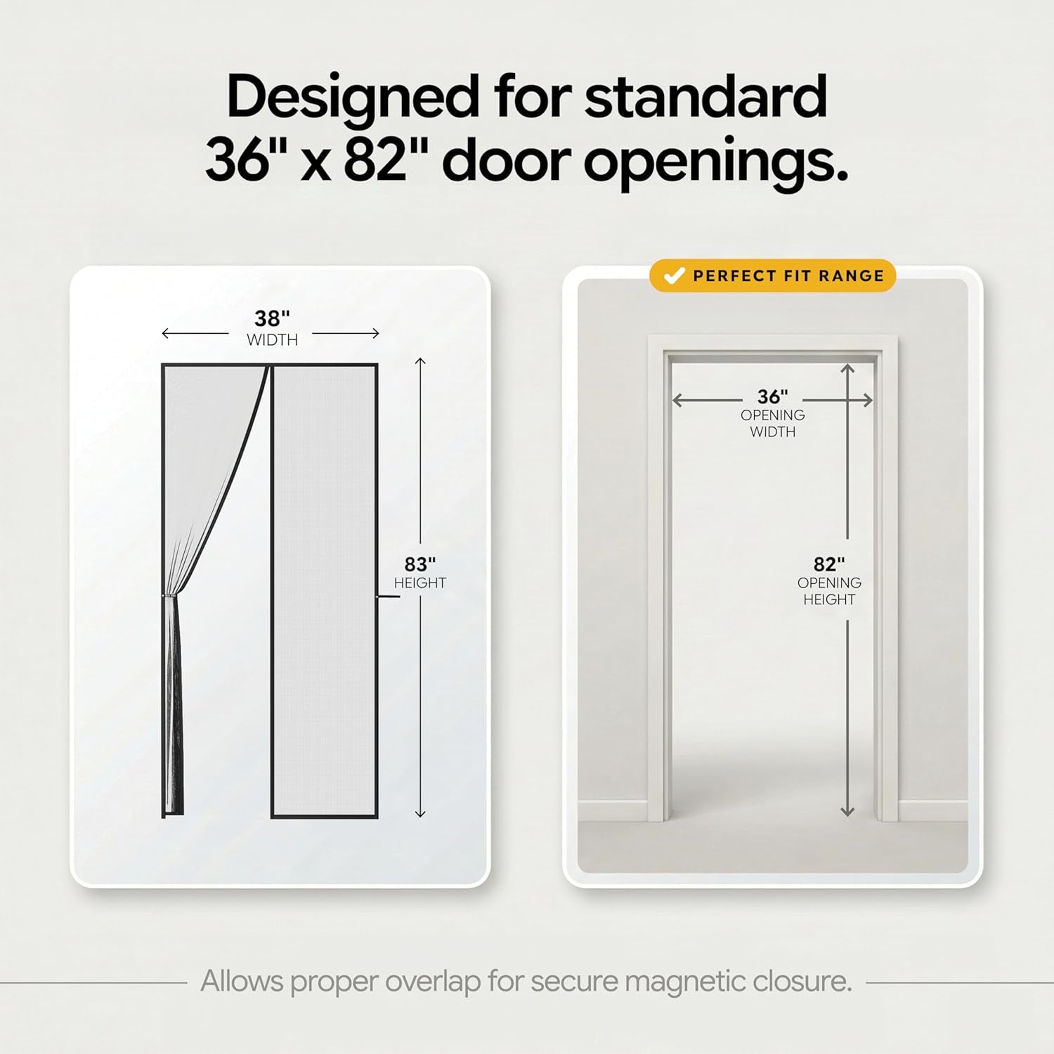 AUGO Heavy Duty Magnetic Screen Door - Self-Sealing Mesh for Ultimate Bug Protection - Ideal for Kids and Pets - 38" x 83" with Innovative Stay Open Feature