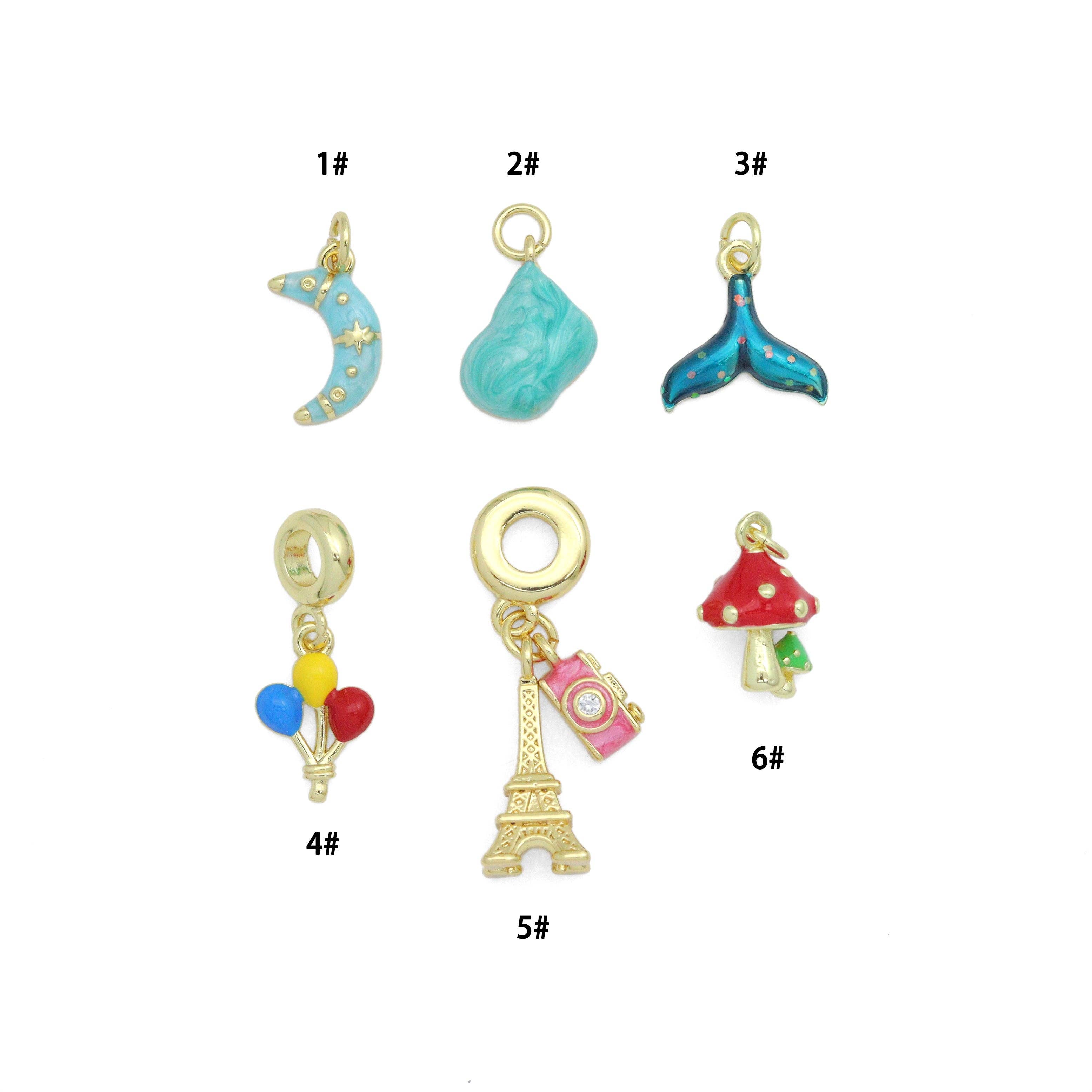 Moon Balloon Eiffel Tower Camera Mushroom Charm sku#LD735