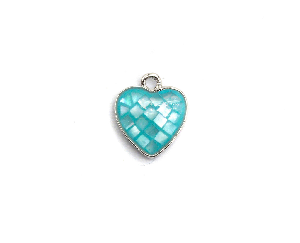 Natural Blue Shell Heart Shape Charm, 12x10mm, Sku#Z314
