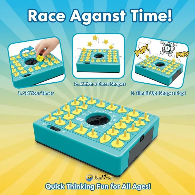 Time Puzzle Pop up Board Game for Kids with Shape Matching Puzzles Fun Learning Toy That Teaches Shape & Color Recognition Develops Problem Solving Skills Eco Friendly ABS Material