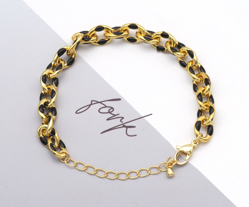 Enamel Link Chain Bracelet, Sku#EF254