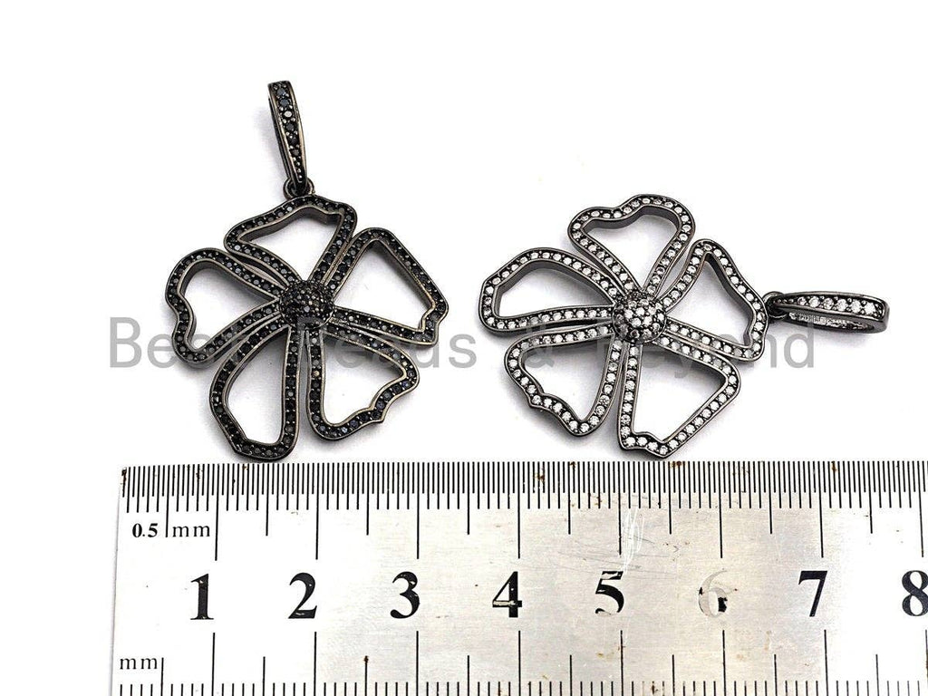 CZ Micro Pave Hollow Out Flower Shaped Pendant/Charm, Cubic Zirconia Pendant Charm,28x31mm,sku#F912