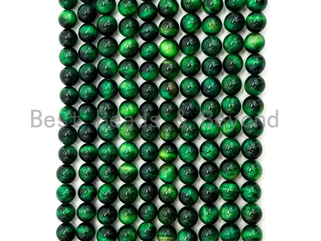 High Quality Natural Green Tiger Eye Round  Beads, 4mm/6mm/8mm/10mm/12mm/14mm Round Beads, Green Tiger Eye, 15.5'' Full strand, SKU#U68