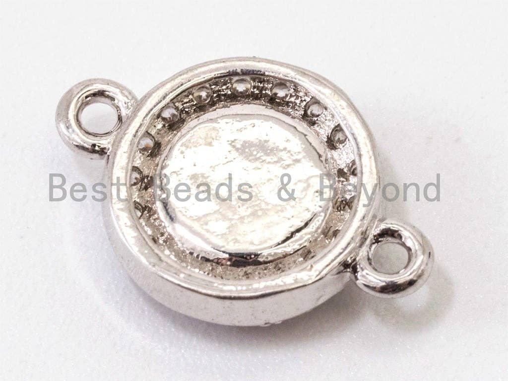 CZ Micro Pave Round connector/Link Finding, Pink Opal, CZ micro paved ,Cubic Zirconia CZ Connector, 9x13mm, sku#A69