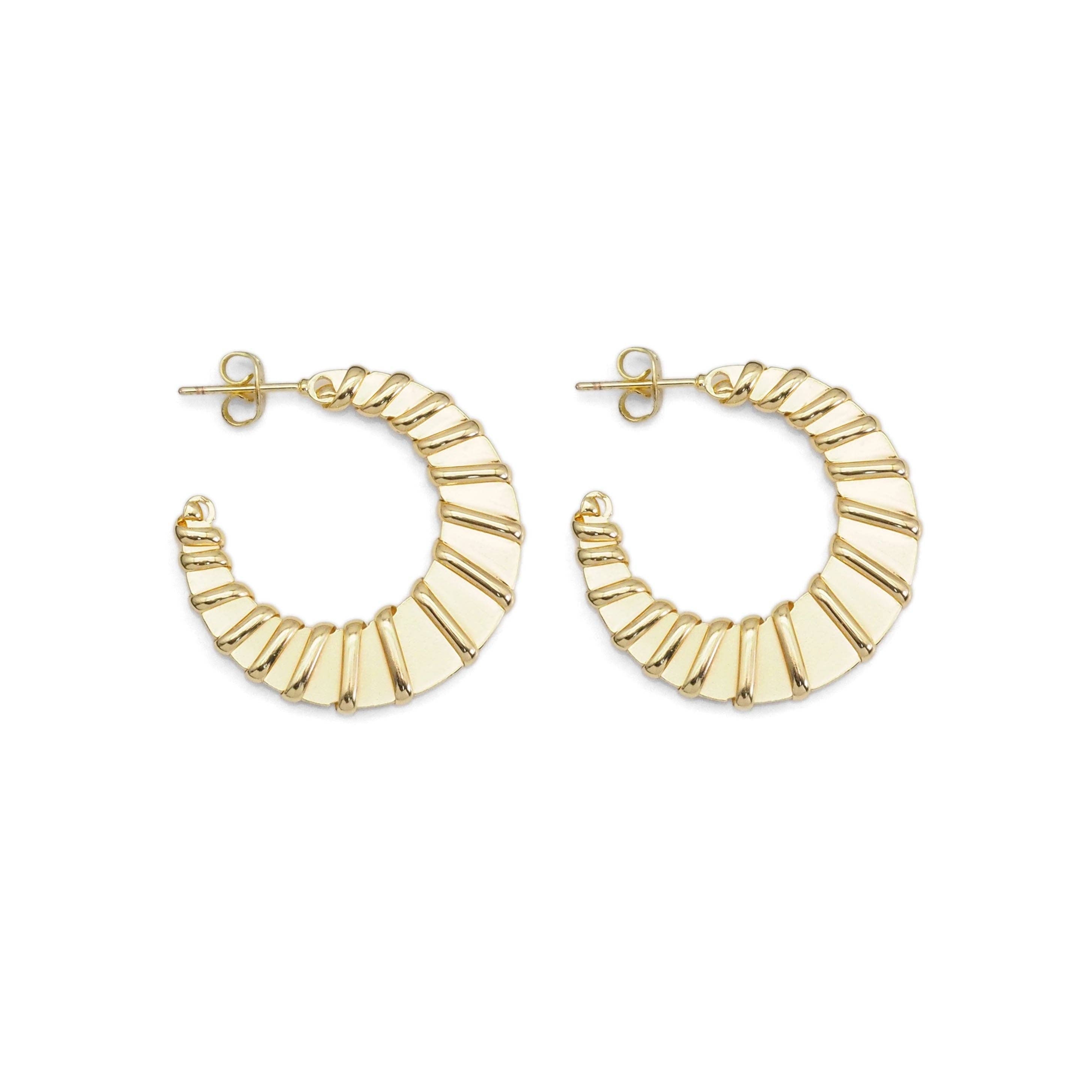 Gold Snail Swirel Patten Hoop Earrings, Sku#ZX133
