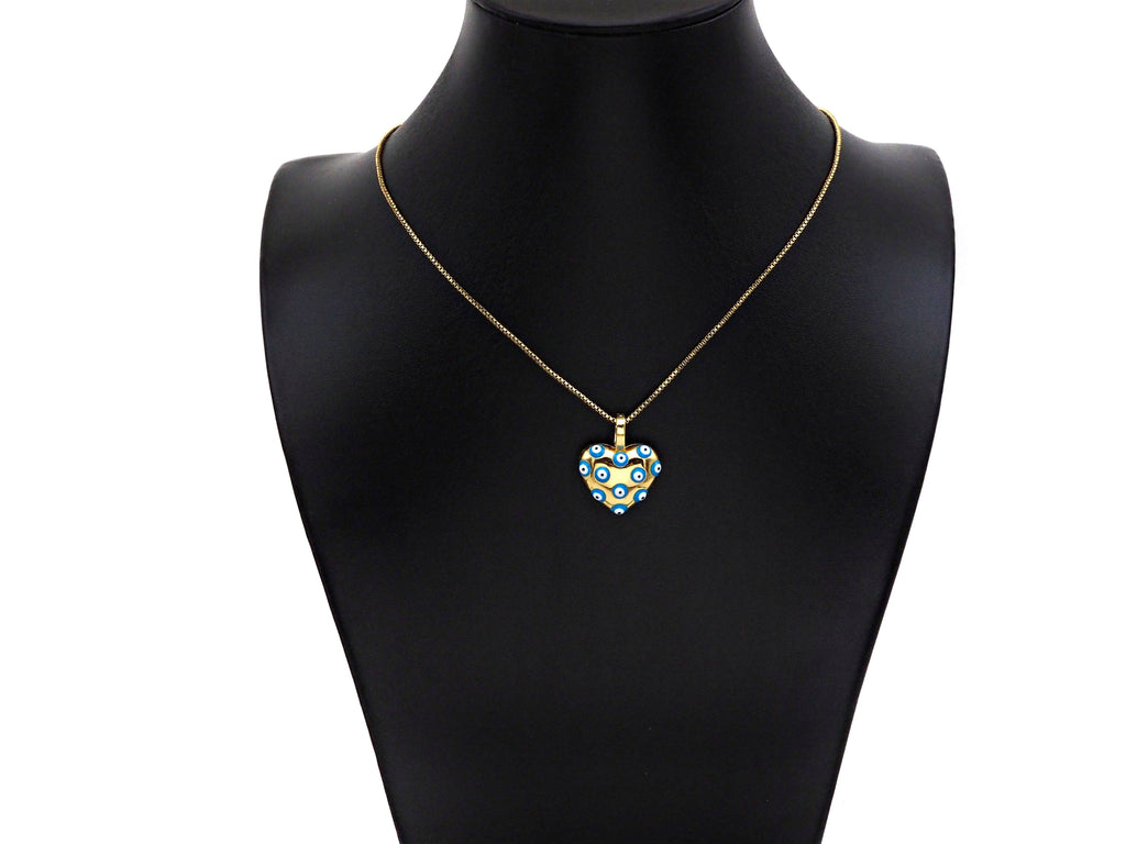 Gold Enamel Evil Eye On Heart Charm, Sku#L497
