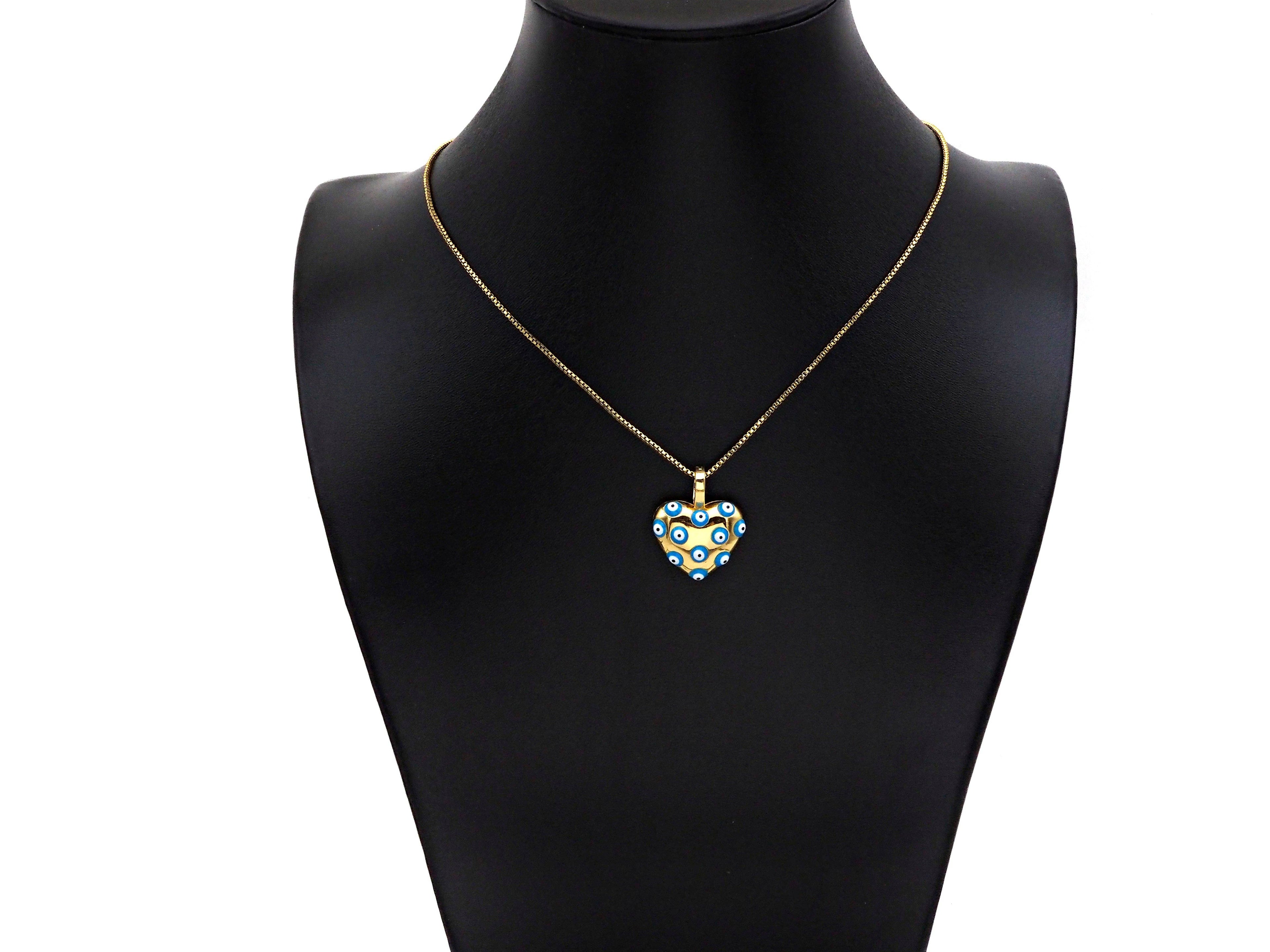 Gold Enamel Evil Eye On Heart Charm, Sku#L497