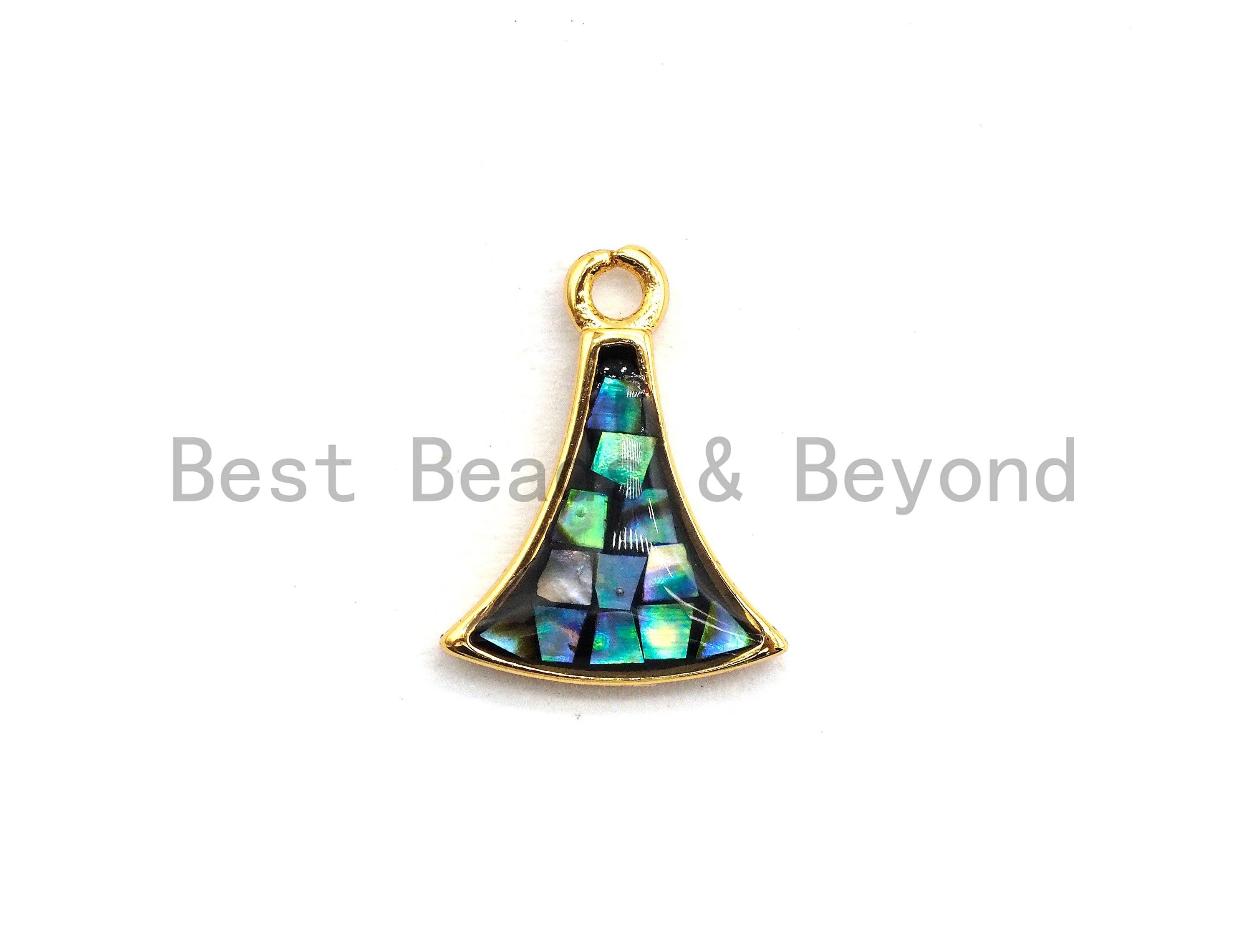 100% Natural Abalone Fan-Shaped Pendant/Charm, Fan Shape Abalone Shell Charm, Abalone Jewelry 9x12mm,SKU#Z304