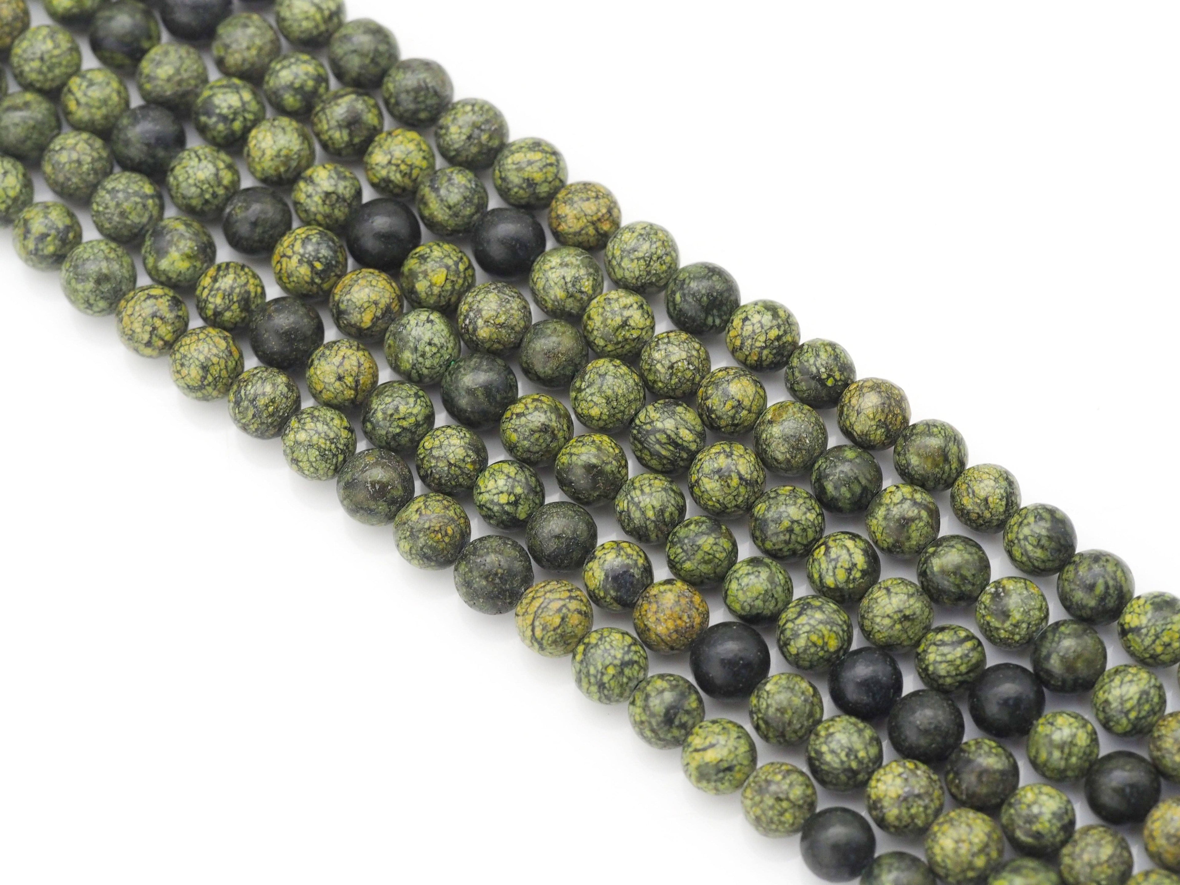 High Quality Genuine Green Snake Skin Jasper Round Smooth Beads, Sku#U1441