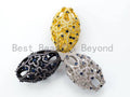 CZ Micro Pave Oval Pendant with Cobalt Gemstone, 40x24mm,SKU#L224