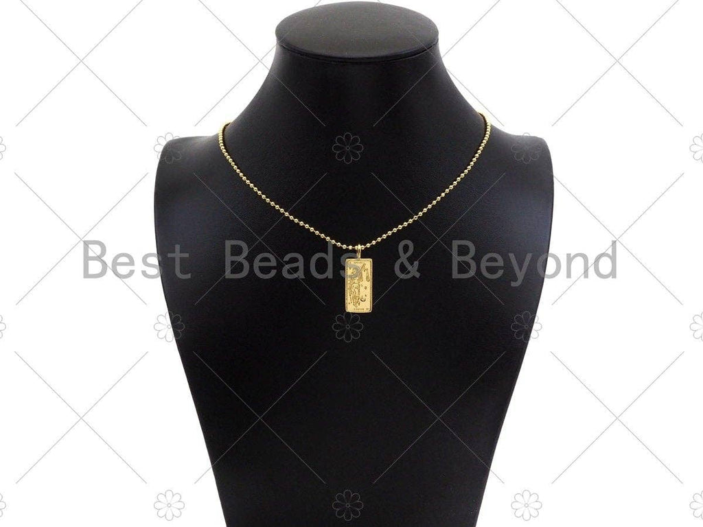 18k Dianty Gold Justice Rectangle Shape Pendant,Medallion Charm,Necklace Bracelet Charm Pendant,12x29mm,Sku#Z1306