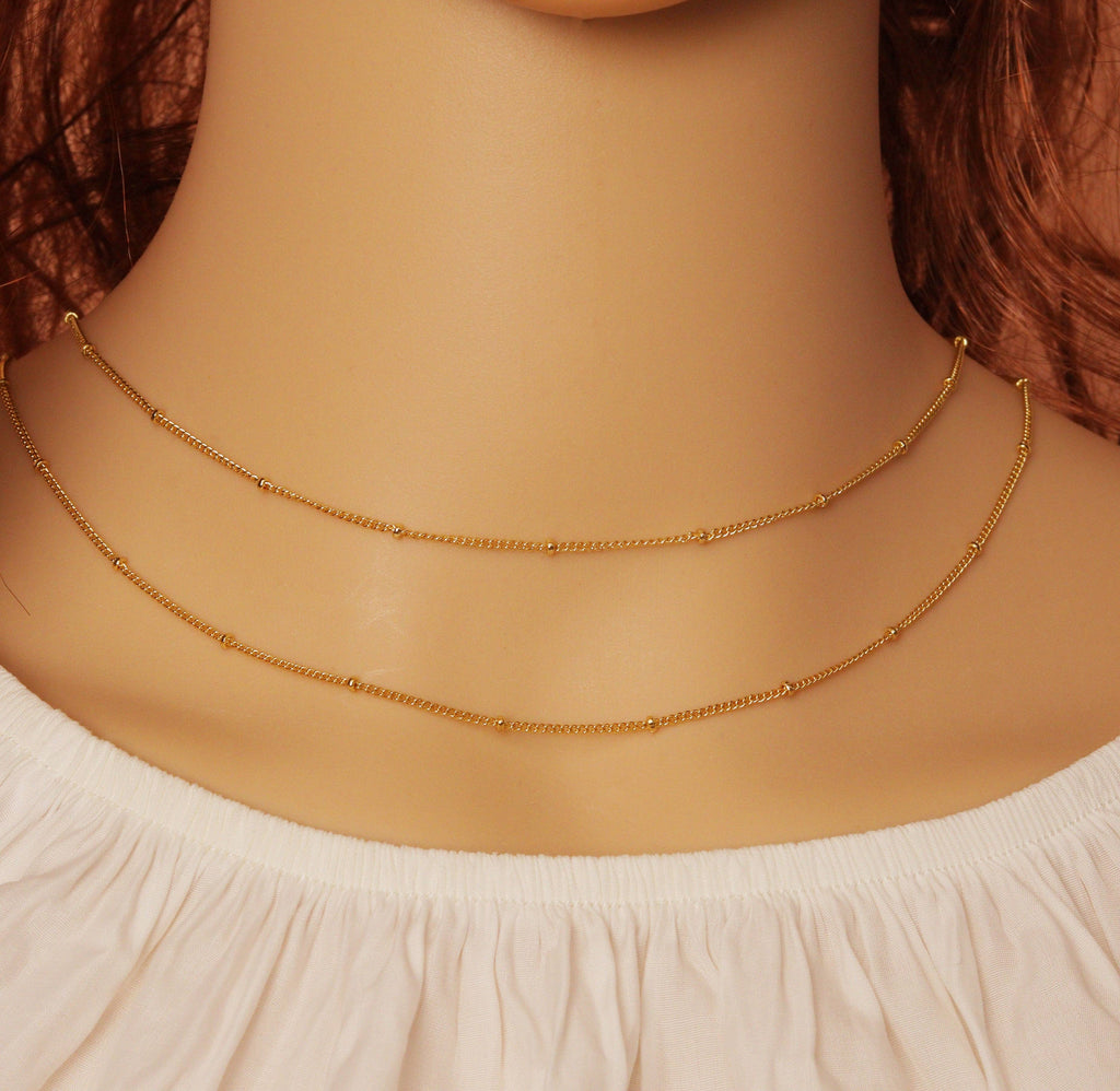 14.5inch Dainty Link Satalite Chain Necklace, sku#JL160